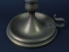 Tall Antique Brass Candlestick with Etched Glass Chimney #2 - See Description