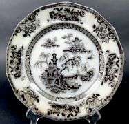 Antique "Pelew Black" Transferware Plate by Edward Challinor Circa: 1842-1867