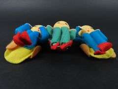 Trio of Vintage Felted Knee Hugger Ornaments - Made in Japan
