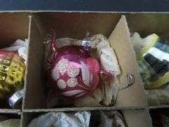 Box of Vintage Glass Christmas Ornaments