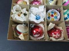 Box of Vintage Glass Christmas Ornaments