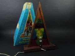 1964 Illuminated Cathedral Window Décor with Ceramic Nativity - Made in British Hong Kong