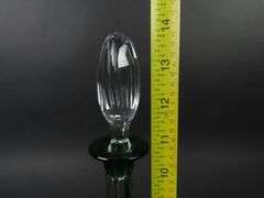 Beautiful  Green Cut to Clear Decanter with Stopper