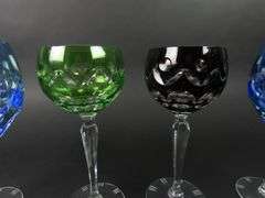 Mixed Lot of 6 Beautiful Cut to Clear Wine Glasses