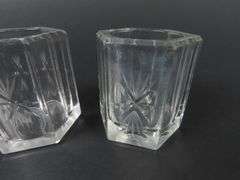 Lot of 2 Etched Crystal Toothpick Holders