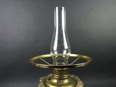 Beautiful Handpainted Antique Oil Lamp with Shade & Chimney