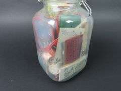 Large Lidded Jar of Vintage Sewing Notions