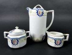 Antique Noritake Chocolate Pot with Creamer & Lidded Sugar