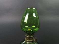 Small Vintage Green Glass Oil Lamp