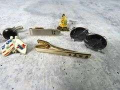 Big Lot of Men's Jewelry with Cufflinks, Pins and Tie Clips