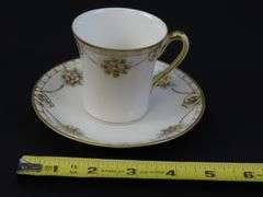 Lot of 6 Vintage Handpainted Nippon Chocolate Cups & Saucers - Made in Japan