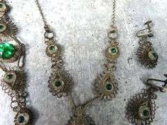 Stunning Antique Necklace, Bracelet & Screwback Earring Set