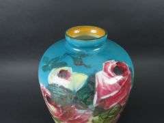 Antique Tall Handpainted Bristol Glass Vase