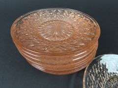 Lot of 10 "Holiday Pink" Depression Glass Saucers