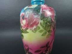 Antique Tall Handpainted Bristol Glass Vase