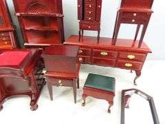 Lot of Beautiful Doll House Furniture with Corner Hutch & Bookcase