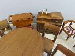 Lot of Doll House Furniture with Table & Chair Set