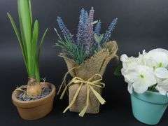 Grouping of Small Faux Potted Flower Arrangements
