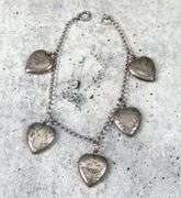 7" Sterling Silver Bracelet with Etched Heart Pendants - 8g