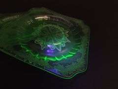 Lot of 4 Jeanette Glass "Adam" Uranium Square Saucers