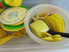 Lot of Vintage Child's Play Set with Tupperware Toys