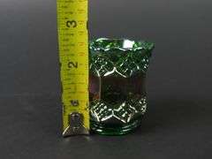 Vintage Helios Green Carnival Glass Toothpick Holder by Imperial Glass Co.