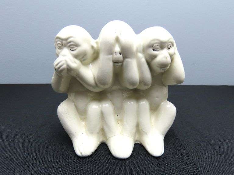 Vintage Ceramic 3 Wise Monkeys Figure