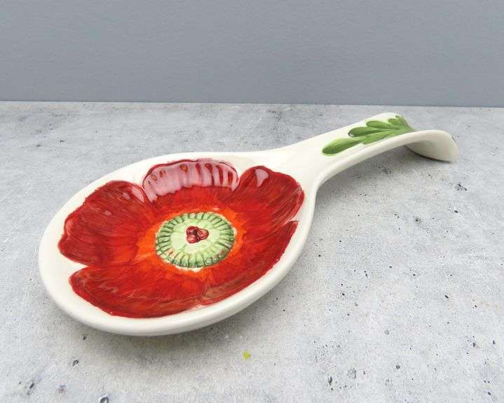 Maxcera "Red Poppy" Ceramic Spoon Rest