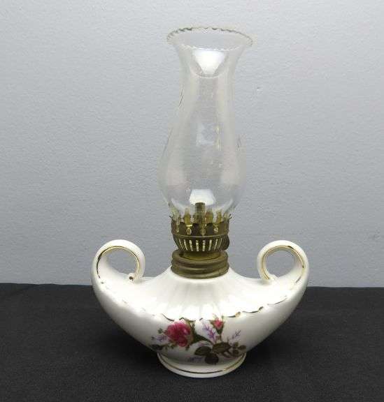 Small Antique Double Handled Oil Lamp - Made in Japan