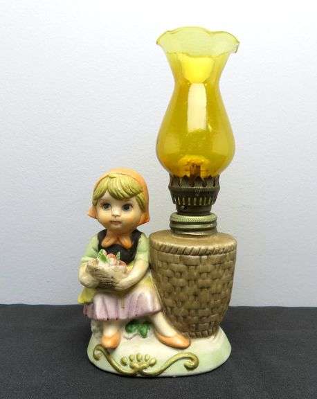 Unique Vintage Girl Figural Oil Lamp