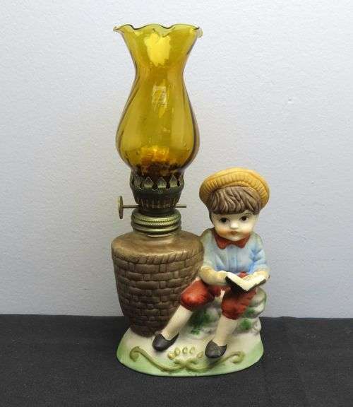 Unique Vintage Boy Figural Oil Lamp