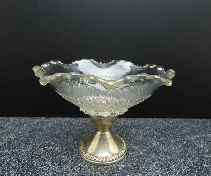 Vintage Douchin Creation Compote with Weighted Sterling Silver Base