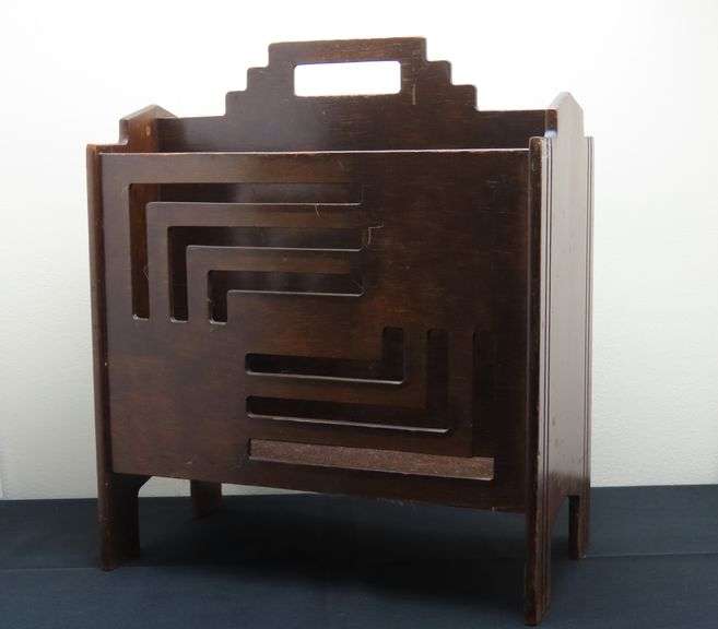 Vintage Art Deco Wooden Magazine Rack