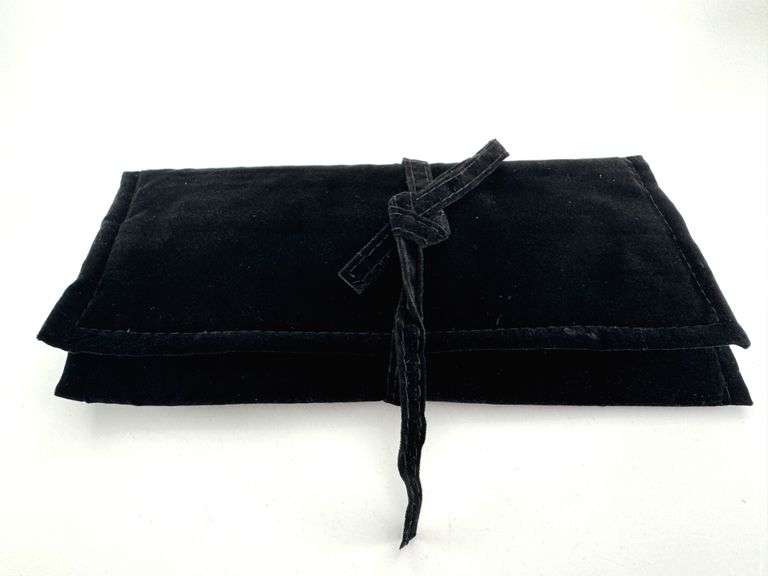New Black Velvet Tri-Fold Travel Jewelry Bag
