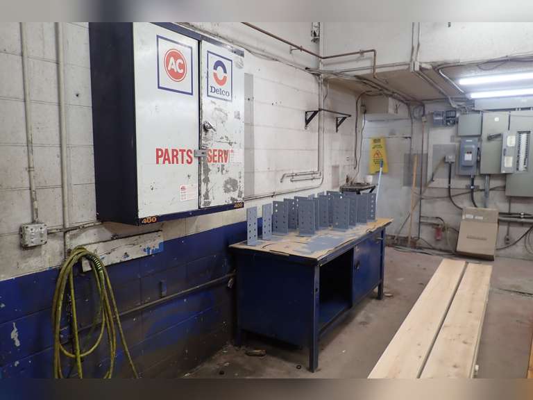 Lot of Rousseau 6'x30" Shop Bench and (2) 2-Door Cabinets.