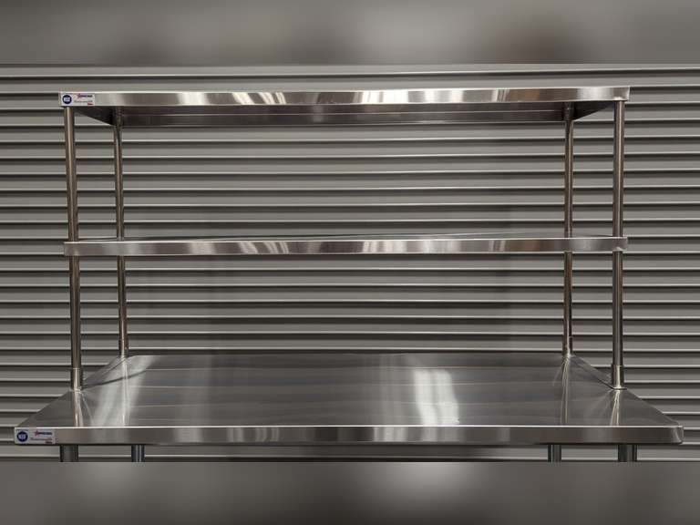 NEW 60" X 14" STAINLESS DOUBLE OVER SHELF, OMCAN 23989
