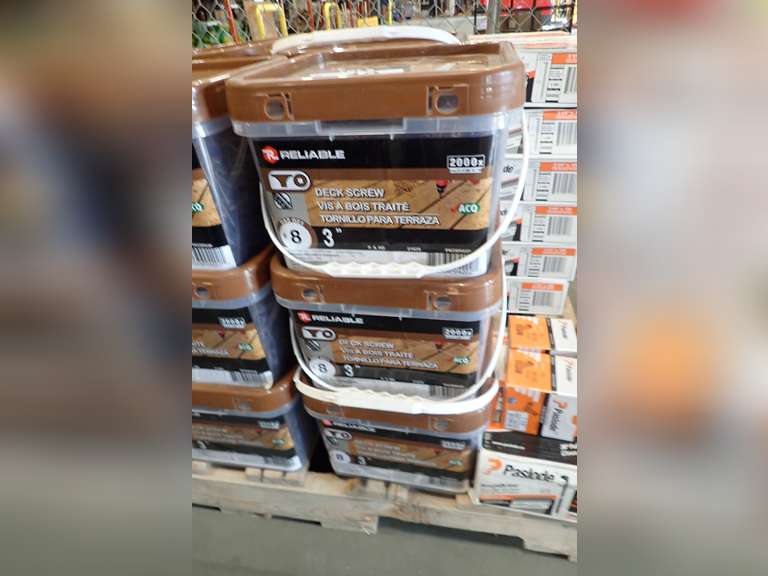 Lot of (3) Reliable 21.4lbs Pails  #8 3" Deck Screws.