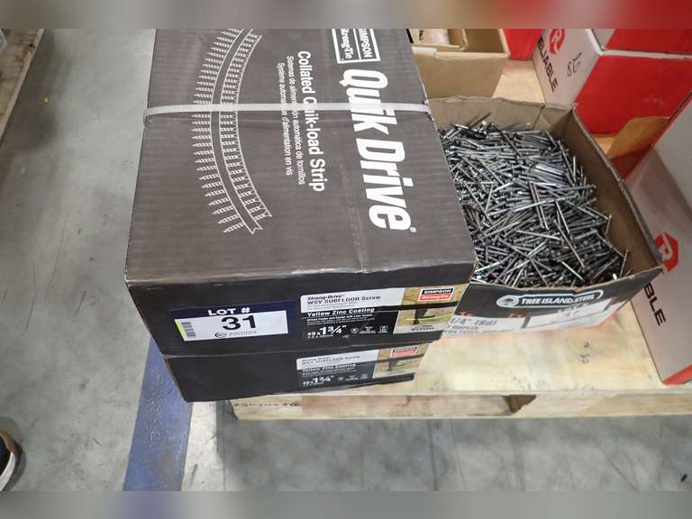 Lot of (2) Boxes 1 3/4" Sub Floor Screws and (1) Box 2 1/4" Duplex Nails.