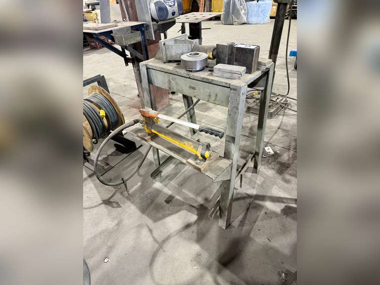 Hydraulic Shop Press w/ Hand Pump, Steel Stand, Etc.