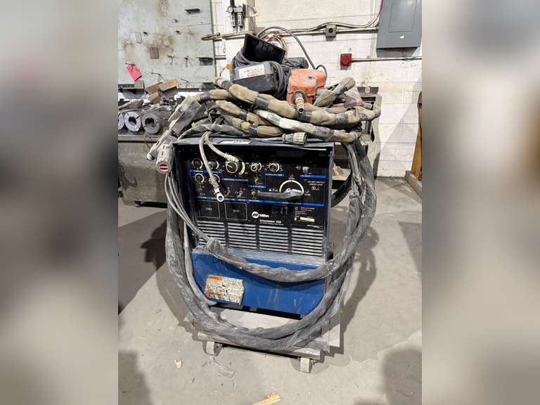 Miller Syncrowave 250 Welder w/ (2) Spool Guns, (2) Foot Switches, Etc.