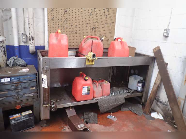Lot of Stainless Steel Parts Wash Station and Asst. Gerry Cans.
