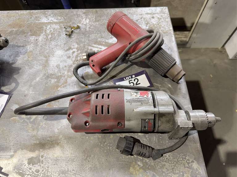 Lot of (1) Milwaukee 1/2" Drill w/ (1) Milwaukee Heat Gun