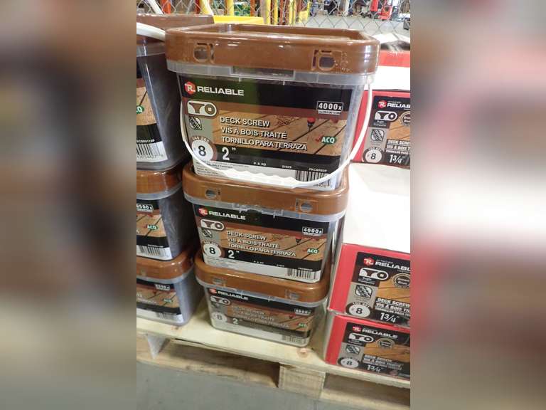Lot of (3) Reliable 28.5lbs Pails  #8 2" Deck Screws.