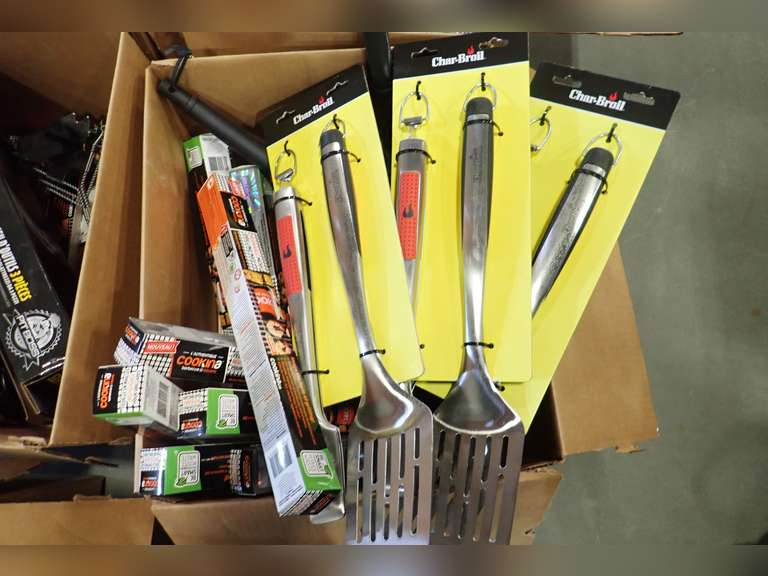 Lot of Approx. (10) Resuable Mesh Grill Mats, Wooden Skewers, (3) CharBroil BBQ Tool Sets, etc.