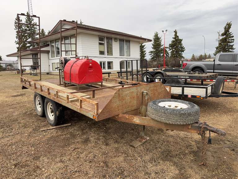T/A Equipment Trailer w/ Steel Deck, Flip-Up Ramps, Skidded Tidy Tank and Reel, etc. OBL