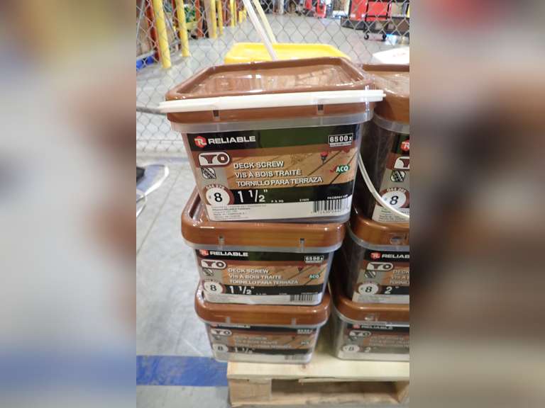 Lot of (3) Reliable 34.9lbs Pails #8 1 1/2" Deck Screws.