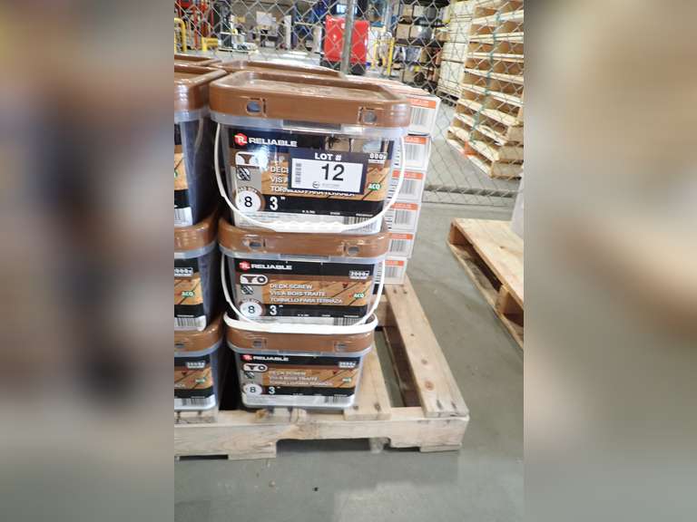 Lot of (3) Reliable 21.4lbs Pails  #8 3" Deck Screws.