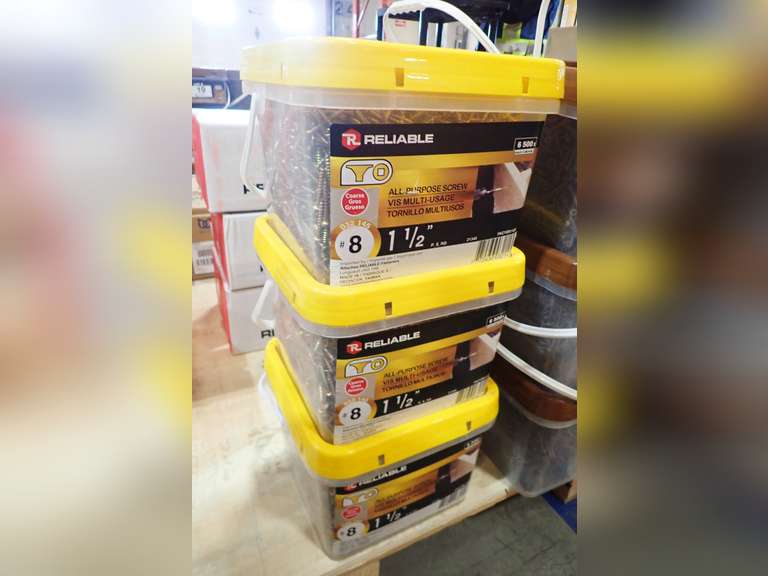 Lot of (3) Reliable 31.7lbs Pails  #8 1 1/2" All-Purpose Screws.