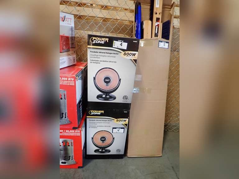 Lot of (2) Power Zone 800W Parabolic Infrared Halogen Heaters.