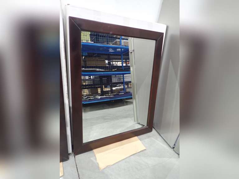 Lot of (2) Ambient OM-1002 26"x32" Chocolate Brown Wood Frame Mirror.